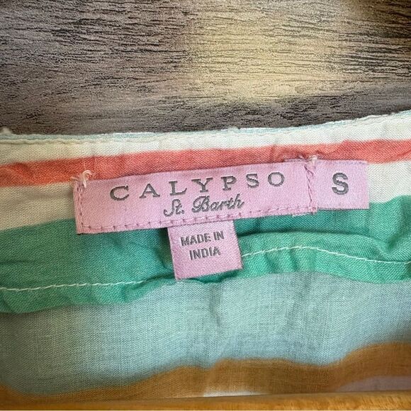 Calypso St. Barth Multicolor Horizontal Stripe Dress Embroidered Detailed Edges - Picture 5 of 12